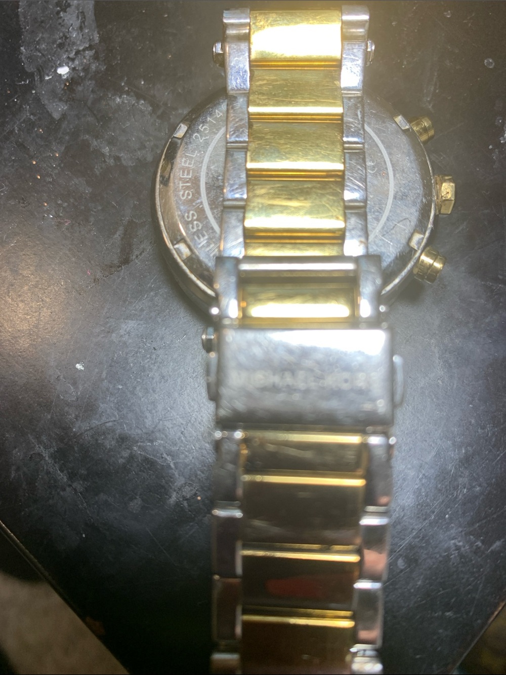 Michael Kors Two-Tone Gold and Silver Crystal-Accent Chronograph Watch - Picture 3 of 3